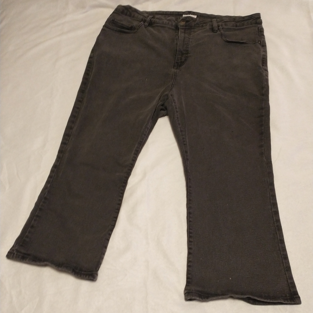 Ava & Viv Jeans Women’s 22W Plus Dark Grey High Rise Flare Ankle Stretch Denim